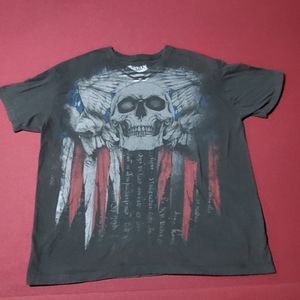 American Flag Skull (Black) V-neck T-shirt